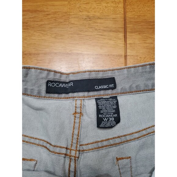 Rocawear Jeans Men 38x33 Baggy Loose Fit Gray Wash Denim Hip Hop Y2K Distressed - Picture 8 of 16